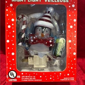 Penguin Night Light Plug-In in Red and White